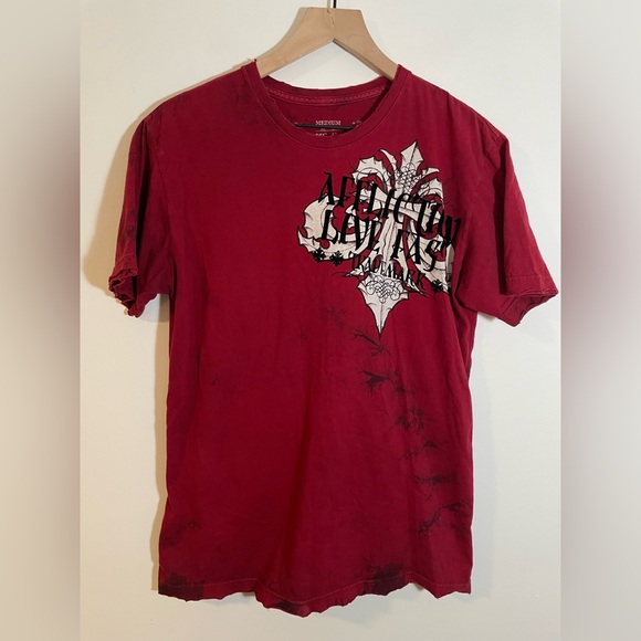 Affliction Other - Vintage Affliction T- Shirt Velvet Graphic Grunge Size Medium Red Black